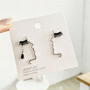 Personality Abstract Asymmetric Hollow Face Outline Stud Drop Earrings Jewelry