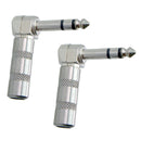 2PCS Guitar Audio Connector Plug 1/4" 6.35mm Right Angle Male Plated Stereo
