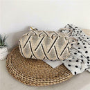 Silk Decor Shoulder Handbags Straw Women Top-handle Shopping Totes (Beige) A