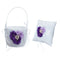 1 Set Purple Flower Pearls Diamante Ring Bearer and Flower Girl Basket