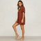 Summer Short Sleeve Jumpsuit Linen Button Playsuit Women Solid V-Neck Casua H9M5