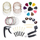 49Pcs Guitar Accessories Guitar Strings Capo Tuner Bone Bridge Picks Holder