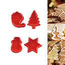 4PCS Christmas Cookie Plunger Cutter Mould Fondant Set Gift Cake M5L5 Mold K6T0
