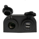 Car Motorcycle Marine 12V Plug Power Outlet Dual USB Charger Socket + wires