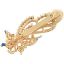 Dark Blue Rhinestones Inlaid Swirl Floral Barrette French Hair Clip