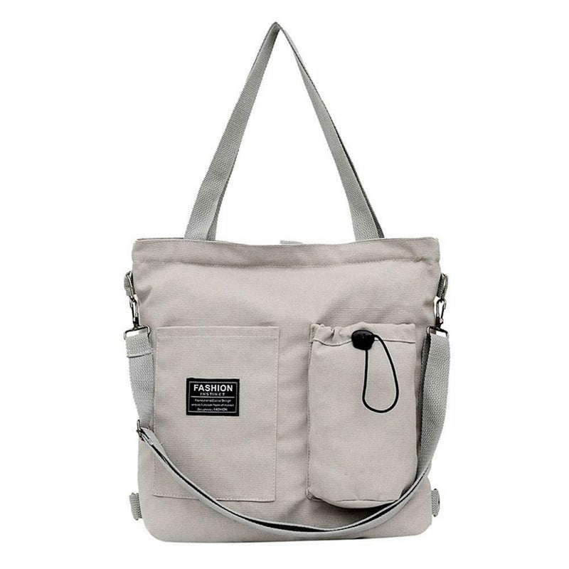 Women Canvas Shoulder Crossbody Bag Large Capacity Travel Handbag (Grey) A