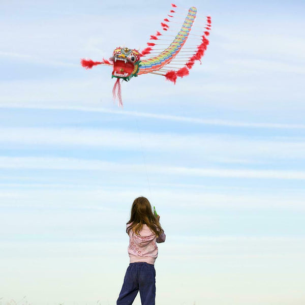 Chinese Traditional Dragon Kite Plastic Foldable Children Outdoors Toys