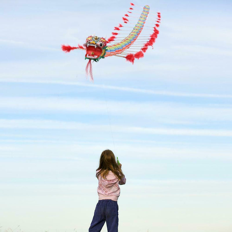 Chinese Traditional Dragon Kite Plastic Foldable Children Outdoors Toys