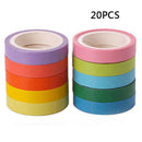 20x Writable Rolls Paper Washi Masking Tape Rainbow Colours Sticky Adhesive