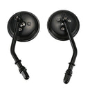 Classic Black Motorcycle Rear View Mirror Retro Round Mirror Reverse Mirror