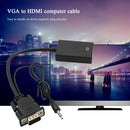 VGA Male to HDMI Female HD 1080P Adapter with 3.5mm Audio Input Cable Converter