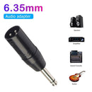 6.35mm Mono Male to XLR 3Pin Male Audio Plug Converter Adapter Connector