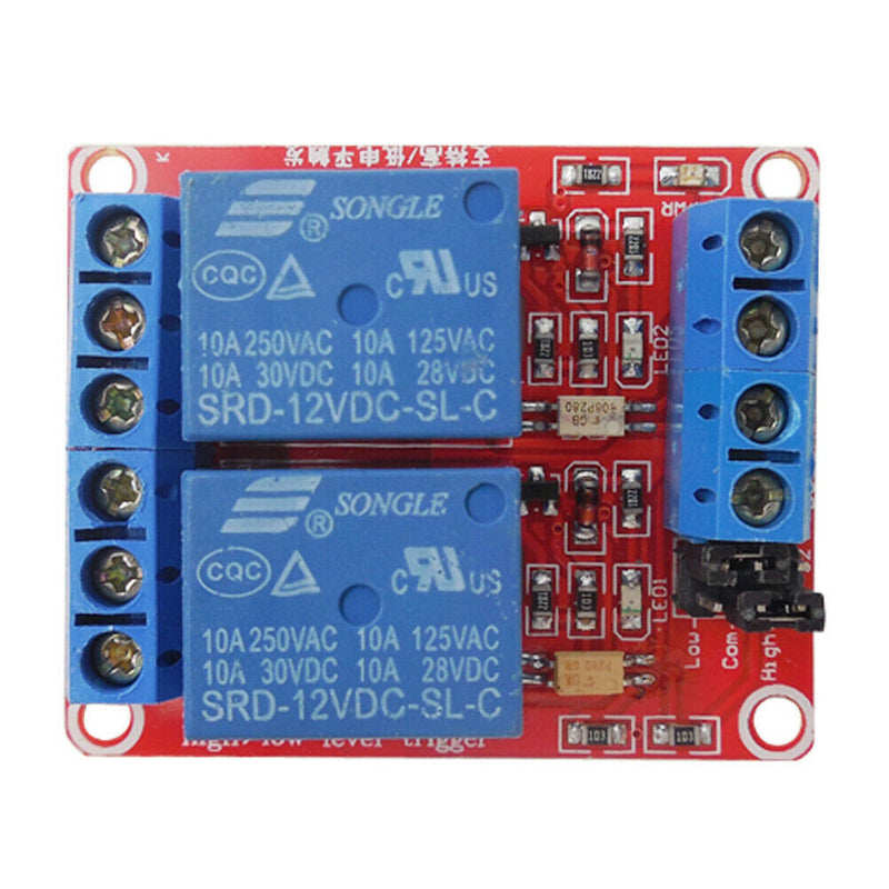 12V 2-Channel Relay Module Optocoupler H/L Level Triger for Arduino Raspber