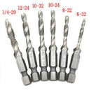 Set of 6Pcs 1/4'' Metric Hex HSS M3-M10 Composite Tap Thread Spiral Drill Bit