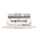 Fashion Newspaper Print Design Women Casual Envelope Bag Day Clutches Chain K3F2