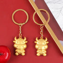 1PC Chinese Zodiac Ox Year Key Ring Pendant Lucky Bull Keychain Gift Souveni Hn