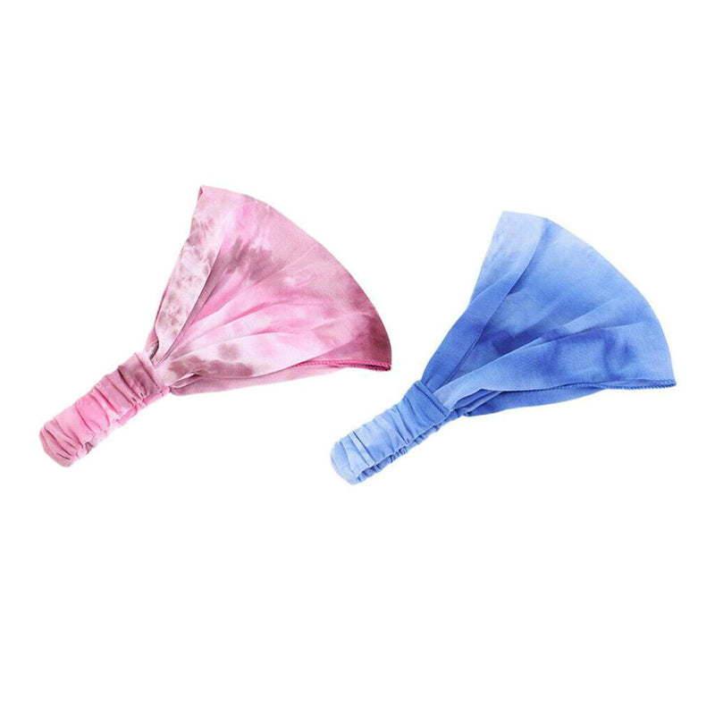 2Pcs Headband Hippy Turban Cotton Stretch Hairband Non-slip Causal Yoga Headwear