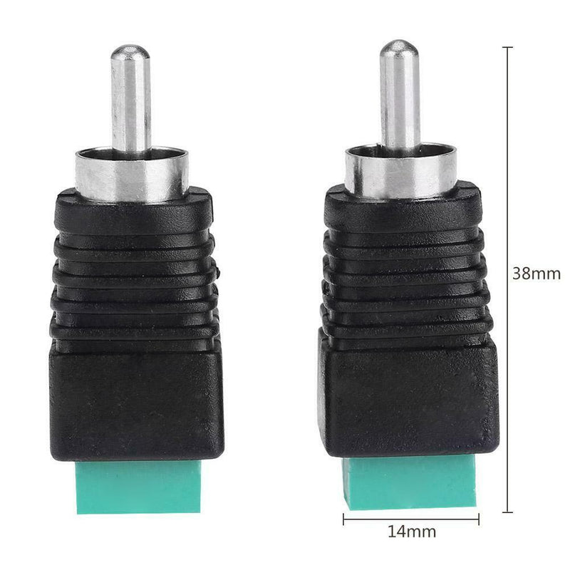 2pcs Speaker Wire Cable to Audio Male RCA Connectors Adapters Jack Plug A