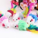 2x Soft Fleece False Mouse Cat Toys Colorful Feather Funny Playing Toys 3C