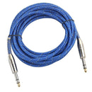 Nylon Braided 6.35mm 1/4 TRS Male Cable Patch Connector for Guitar Bass 5m