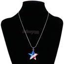 American USA Flag Star Design Diamante Pendant Patriotic Necklace