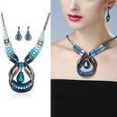 Cgic Jewelry Set Elegant Necklace Waterdrop Earrings Set Crystal Jewelry Set- OZ
