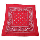 Red bandana scarf with square black white paisley pattern on both sides (Re T5Y2