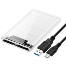 2.5 inch Type-C to SATA Hard Drive Disk SSD HDD Transparent Mobile Enclosure-Box