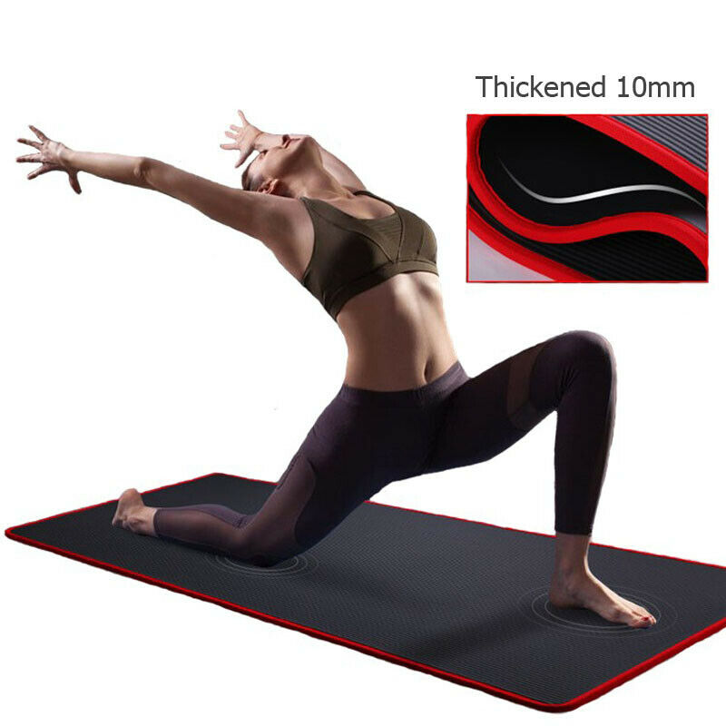 10Mm Thick Non-Slip Yoga Mat Nbr Fitness Pilates Mat Anti-Tearing Edge Begi O2O5