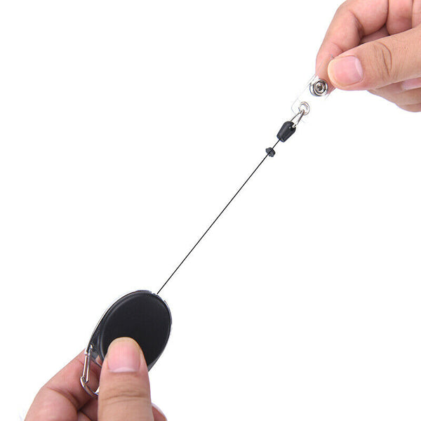 1 X Retractable Pull Badge Reel Zinc Alloy ABS ID Lanyard Name Tag Card Badge