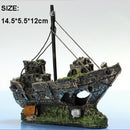 Aquarium Ornament Wreck Sailing Boat Sunk Ship Destroyer Fish Tank Cave Decor BX