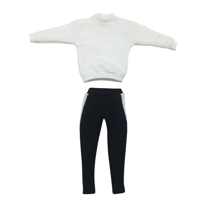 1/6 Scale Round Collar Sweatshirt Top Outfit and Striped Pants For 12'' HT PH
