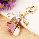 Cloth Flower Key Ring Chiffon Tassel Car Key Chains Lady Couple Bag Ornamen