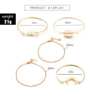 5 Pieces / Set Of Bracelets Shell Gravel Beaded Moon Bracelet Ladies Alloy
