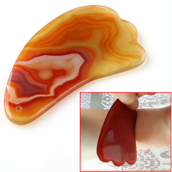 Natural Agate Carnelian Guasha Board Body And Face SPA Massage Tools Acupuncture