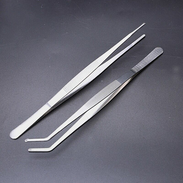 Stainless Steel Straight and Curved Nippers Tweezers Feeding Tongs for Rept S5O8