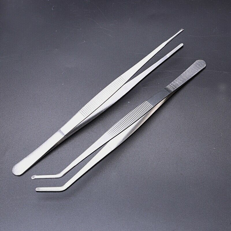 Stainless Steel Straight and Curved Nippers Tweezers Feeding Tongs for Rept S5O8