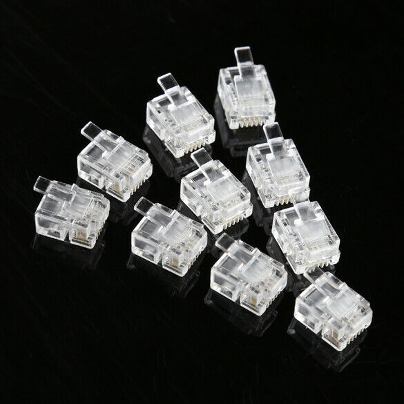 100X 4 Pin RJ11 RJ-11 6P4C Modular Telephone Phone Crystal Plug Connector