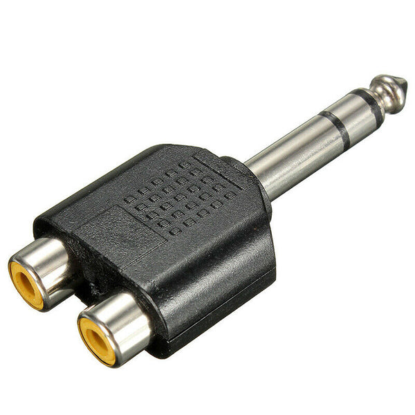 6.35mm 1/4 inch Male Stereo To 2 Dual RCA Female Y Splitter Audio Adapter CoL3M4
