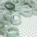 Chinese Retro Style Natural Gem Stone Jadeite Burma Jade Band Ring Size 16-20mm