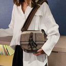 Fashion Woolen Messenger Bag Women Semicircle Wide Shoulder Bags (Brown)