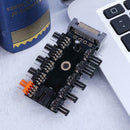 SATA Port Powered 11 Way 4pin Cooling Fan Power Cable Extender Hub for PC