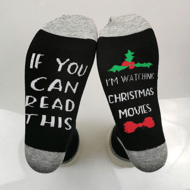 Unisex Christmas Design Socks Cotton Novelty Festive Sock One Size Dark Gray
