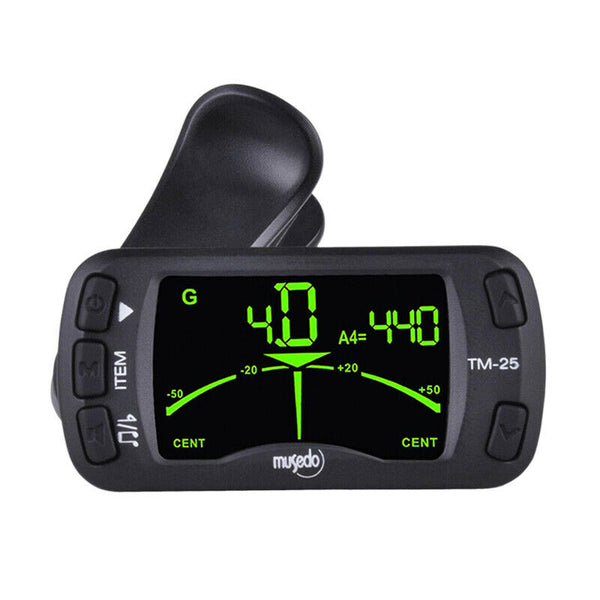 Musedo Tm-25 Tm25 Clip-On Electric Tuner & Metronome Guitar Chromatic Bass