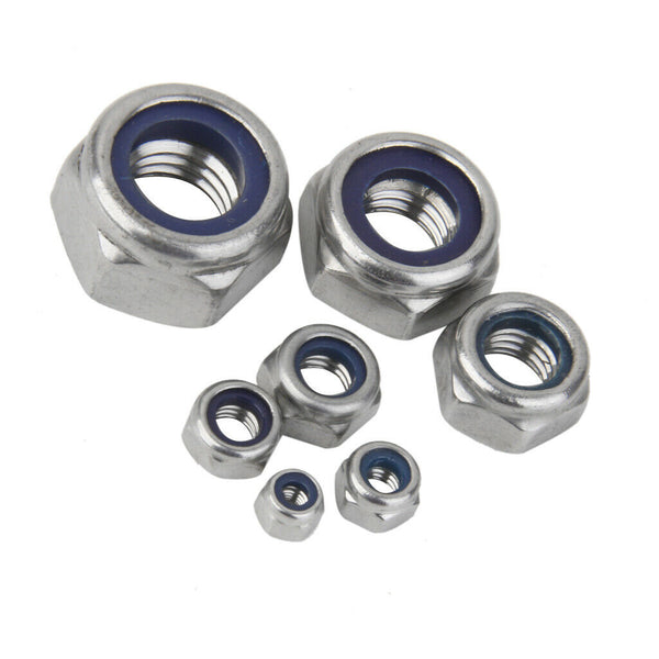 10Pcs M4 Stainless Steel A2 Nylon Collar Insert Self-lock Nuts Bolts Screws