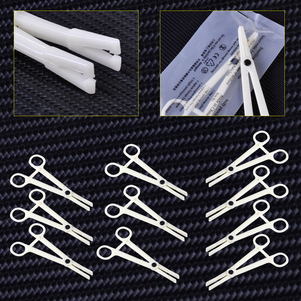 10 Disposable Plastic Piercing Clamp Forcep Plier Supplies Tool Slotted Body Ear