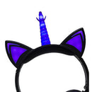 Cat Ear Unicorn Kids Headphones LED Flashing Girls Headband black purple