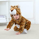 Leopard Shaped Flannel Rompers Baby Kids Long Sleeve Hooded Jumpsuit (0-6M) A
