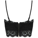 Women Lady Sexy Lace Crop Top Zip Back Strappy Bra Black XXL