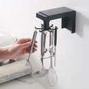 Rotating Utensil Holder Rack Kitchen Organizer With 6 Hooks Self Adhesive